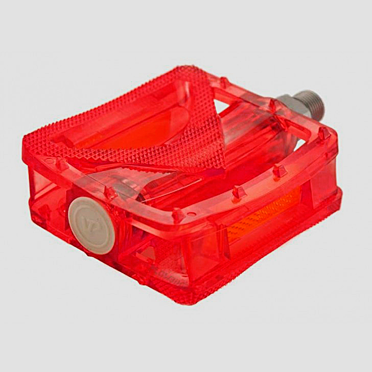 PEDAL PLATAFORMA TRASPARENTE ROJO 9/16"